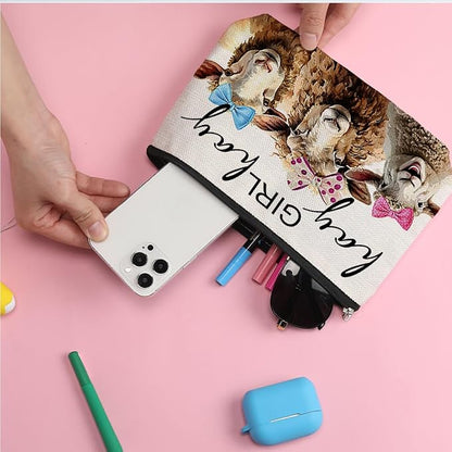 Vintage Funny Sheep Gifts Farm Animals Western Makeup Bag Animal Gifts Graduation Mothers Day Birthday Sheep Lover Gift for Girls Women Best Friends Daughter Sister Niece Cosmetic Bag Hay girls Hay
