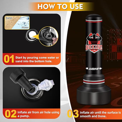 Upgraded Heavy Freestanding Punching Bag for Adults Teens, 70” Standing Punching Bag with Gloves, Pump and Jump Rope, Boxing Reflex Ball, Women Men Kickboxing Bags for Training MMA Fitness Home Gym