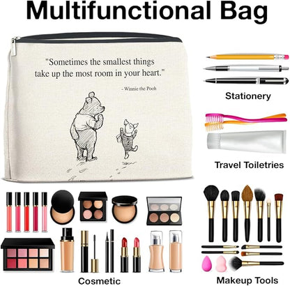 YeleY Pooh Bear Gifts for Women Girls, Classic Makeup Bag for Women Girls Friends, Inspirational Pooh Bear Cosmetic Bag Makeup Zipper Pouch