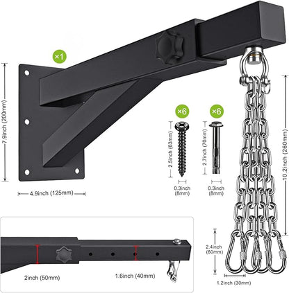 SELEWARE Wall Mount Heavy Bag Hanger Heavy Duty Punching Bag Hanger Adjustable Boxing Bag Bracket for Home Gym Indoor Outdoor Boxing, Muay Thai and MMA Training