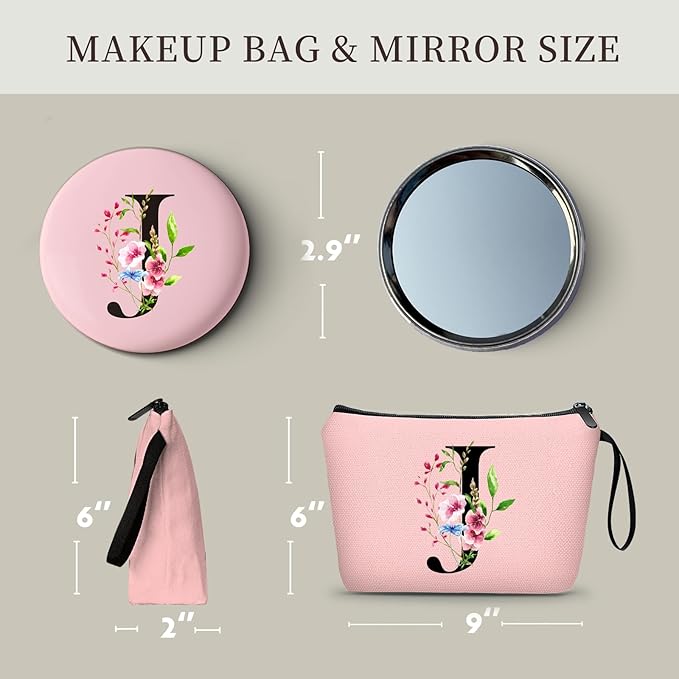 SEAMOON Birthday Inspirational Bridesmaid Proposal Team Small Gifts for Women Mom Aunt Teacher Sister Coworkers Makeup Cosmetic Bag Travel with Mirror Mothers Day Christmas Graduation J