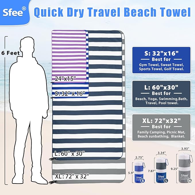 Sfee 2 in 1 Microfiber Oversized Beach Towel