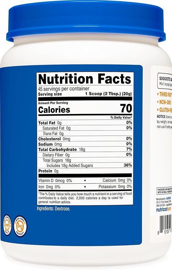 Nutricost Dextrose Powder 2 LBS - Non-GMO, Gluten Free