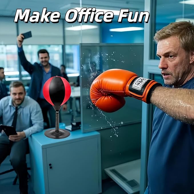 Desktop Punching Stress Bag with Boxing Gloves - Buster with Suction Cup for Office Table and Counters,Heavy Duty Stress Relief Ball,Desk Boxing Punch Ball,Funny Gifts for Office Coworkers and Kids
