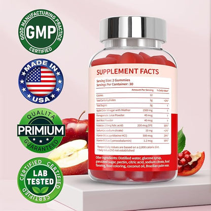 (5 Pack) Keto ACV Gummies Extreme of 1500MG, Gummies, Apple Cider Vinegar Formulated Along with Pomegranate Beet Juice Powder and B12, Vegan and Non GMO, 300 Gummys