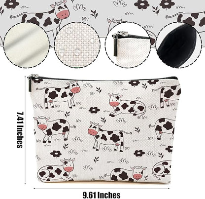 Cow Gifts Makeup Bag Cow Print Stuff Cosmetic Bag Cow Themed Gifts for Women Girls Friend Daughter Cow Stuff Cow Lover Gifts Travel Organizer Zipper Pouch Graduation Birthday Friendship Gifts