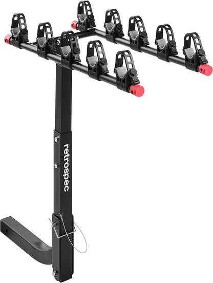 Retrospec Lenox 2-5 - Bike Hitch Rack for Cars, Trucks, SUVs with 2” Hitch | Foldable Steel Frame with Anti-Rattle Adapter, Tie Down Cradles and Straps - Fits Most Frames