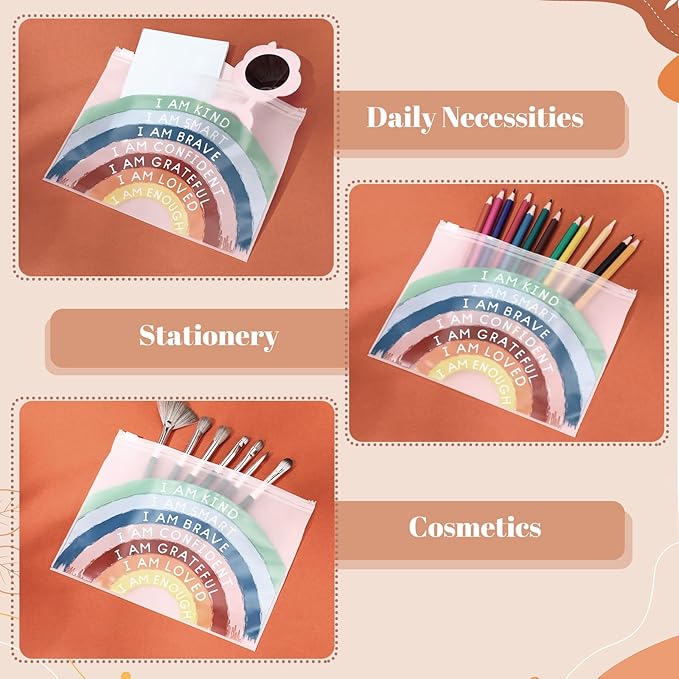 Reginary 100 Pcs Inspirational Gifts for Girls Women Travel Cheer Makeup Bag Bulk Loved Quotes Cosmetic Bags with Zipper Thank You Encouragement Birthday Gift Bag(Inspirational)