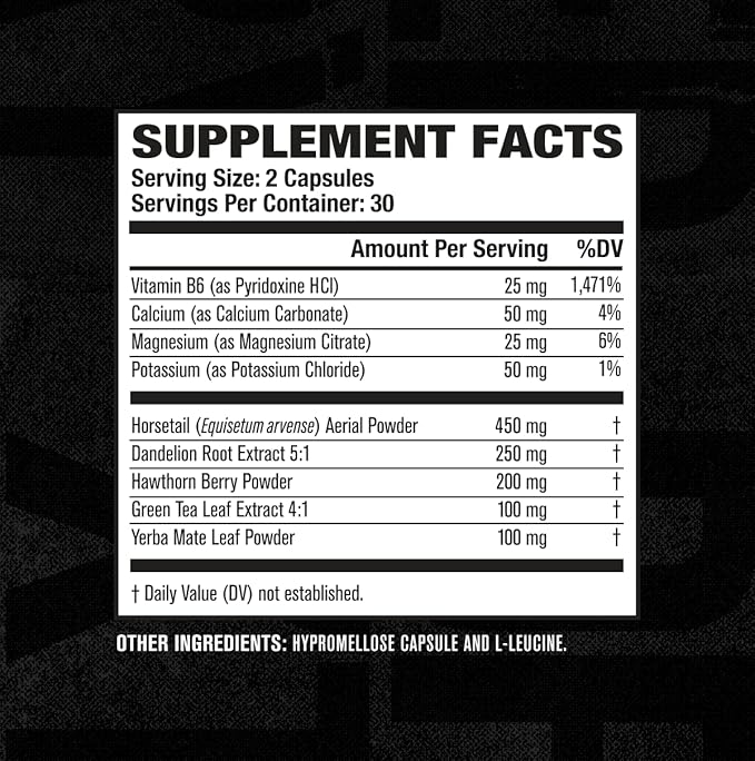 Jacked Factory Dry-XT Diuretic Water Pills - Natural Supplement | Reduces Water Retention & Bloating | Dandelion Root Extract, Potassium, 7 More Powerful Ingredients - 60 Veggie Capsules