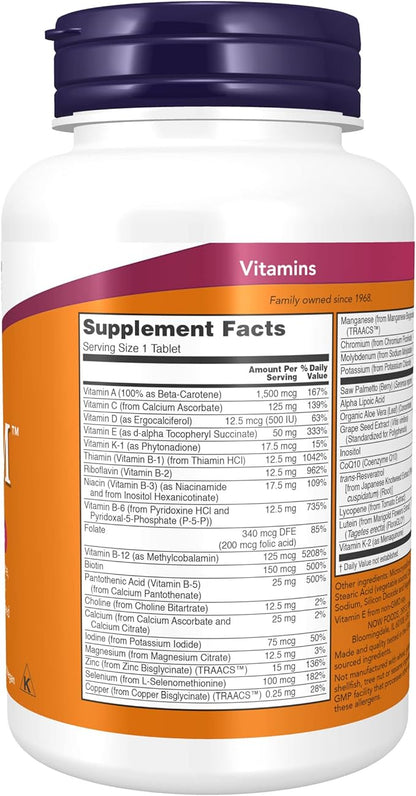 NOW Supplements, ADAM™ Men's Multivitamin with Saw Palmetto, Lycopene, Alpha Lipoic Acid and CoQ10, Plus Natural Resveratrol & Grape Seed Extract, 60 Tablets (Pack of 2)