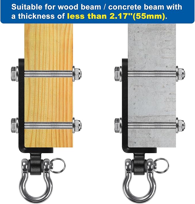 Dolibest Heavy Punching Bag Hanger, I-Beam Mount for Boxing Muay Thai, Wood Beam Hook for Weight Strength Training Systems, Aerial Yoga & Hammock, Resistance Band (1000 LB Capacity)