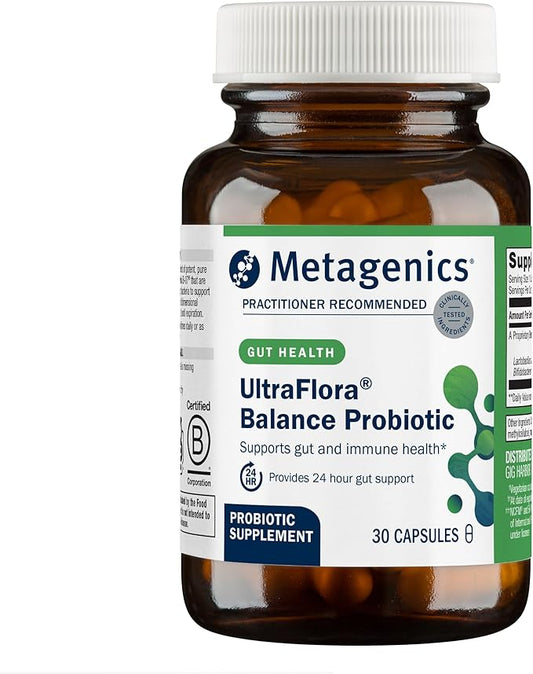 Metagenics UltraFlora Balance Probiotic - Daily Gut Health Supplement* - Offers Digestive & Immune System Support* - Vegetarian, Non-GMO & Gluten-Free - 30 Capsules