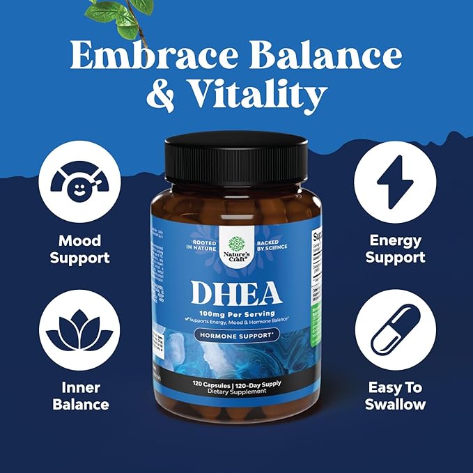 DHEA 100mg for Men and Women - Vegan High Strength DHEA Supplement for Women & Men for Enhanced Energy and Hormone Balance for Women & Men - Men and Womens Hormone Balance Supplement (4 Month Supply)