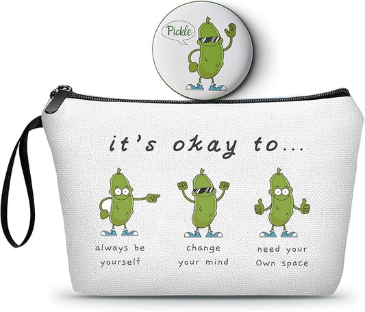 Pickle Gifts,Gifts for Friends,Gifts for Women Birthday Unique,Cosmetic Bag with Mirror,Positivity Gifts,Fun Gifts for Women,Sisters Gifts from Sister,Strong Woman Gifts,Christmas Gifts for Daughet