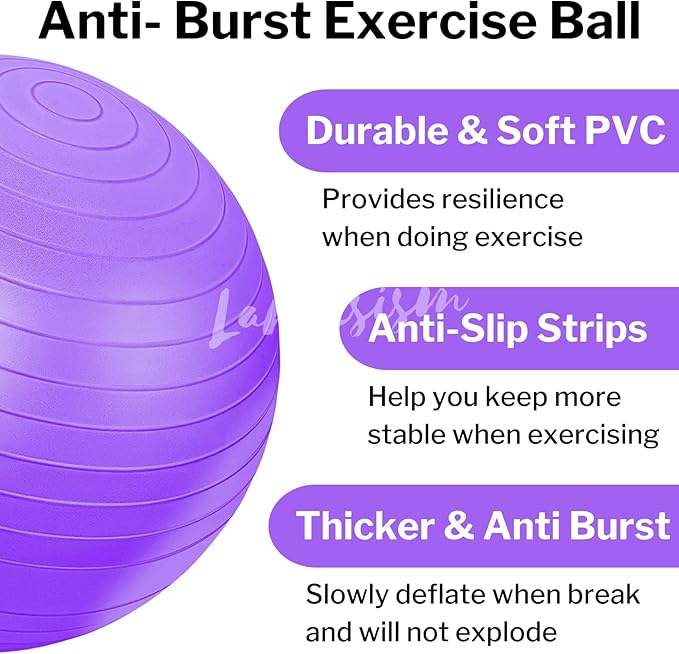 Cardio Drumming Equipment Set - 26" Exercise Ball with Pump and Weighted Cardio Drumming Sticks with Grips - Fitness Yoga Ball Drumsticks Workout for Balance, Rhythm, Aerobic Moves, Dance, Gymnastics