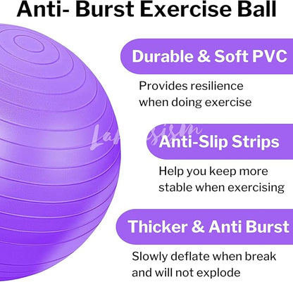 Cardio Drumming Equipment Set - 26" Exercise Ball with Pump and Weighted Cardio Drumming Sticks with Grips - Fitness Yoga Ball Drumsticks Workout for Balance, Rhythm, Aerobic Moves, Dance, Gymnastics