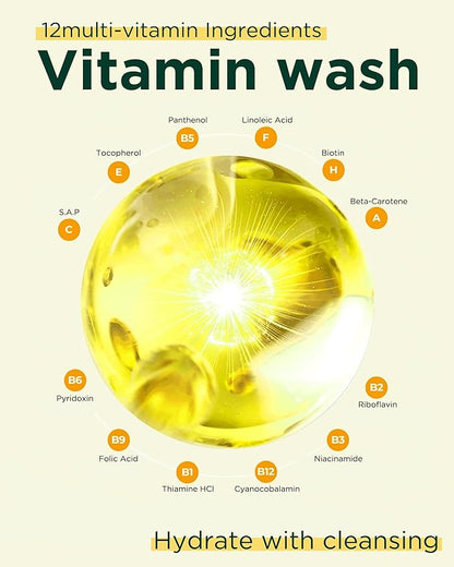 EASYDEW DW-EGF Multi Vita Ampoule Cleanser – Hypoallergenic Face Wash for Sensitive Skin with High-Concentration EGF Peptide, Multi-Vitamins and Hyaluronic Acid - Ampoule to Bubble Foam, 6.76 fl.oz.