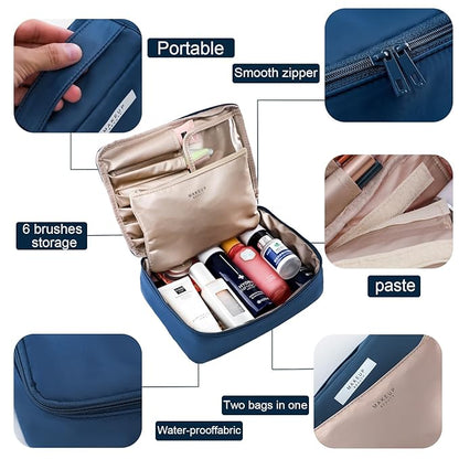Travel Makeup Bag Cosmetic Bag Makeup Bag Toiletry bag for women and men (Navy blue)