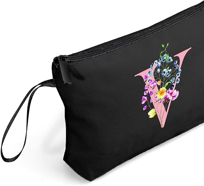 SEAMOON Mom Birthday Thank You Appreciation Gifts for Women Aunt Teacher Coworkers Bride Bridesmaid Monogrammed Travel Makeup Cosmetic Bag with Mirror Valentines Mothers Day Christmas Graduation V