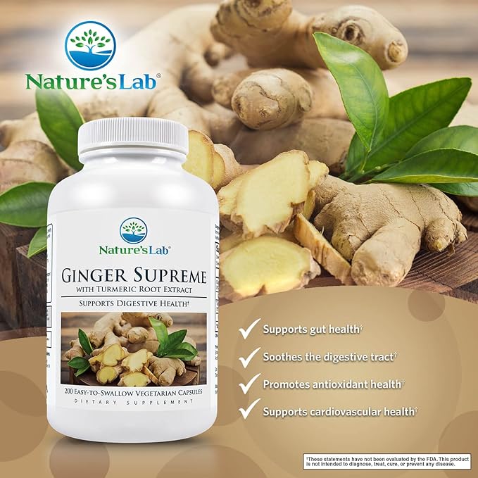 Nature's Lab Ginger Supreme - Ginger Extract, Turmeric Extract - 200 Ct