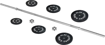 Signature Fitness Cast Iron Standard Weight Plates Including 5FT Standard 45-Pound Set (35 Pounds 10 Pounds
