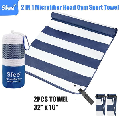 Sfee 2 in 1 Microfiber Travel Towel 32''x16'')