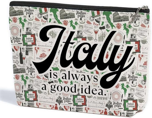 ZHAMEN Italy Travel Essentials Makeup Bag Italian Gifts Italy Decor Makeup Pouch Gifts for Travelers Travel Bag for Toiletries Honeymoon Gifts for Women Friends Coworkers Cosmetic Travel Bag