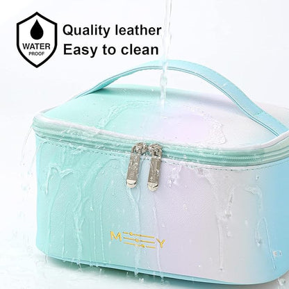KITENROM Makeup Bag Preppy Cosmetic Bag Small for Women Toiletry Bags Pouch Organizer Rainbow Gradient Green