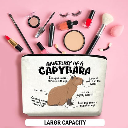 Funny Capybara Makeup Bag, Capybara Gifts for Women, Capybara Lovers Cosmetic Bag Travel Organizer Bags Makeup Pouch, Capybara Stuff Animal Lovers Gifts for Girls Wife Christmas birthday Gifts