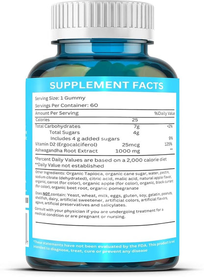 Discover Blissful Balance Ashwagandha Gummies with Vitamin D2 - Your Superfood Companion in 60 Delightful Gummies