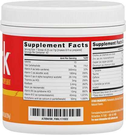 AdvoCare Spark Vitamin & Amino Acid Supplement - Focus & Energy Drink Powder Mix with Vitamin A, B-6, C & E - Also Includes L-Carnitine & L-Tyrosine - Mandarin Orange, 10.5 oz