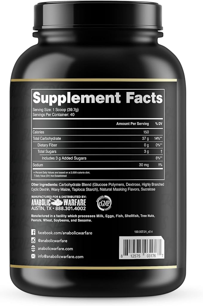 Anabolic Warfare Glyco Surge Glycogen Supplement Performance Carbs to Help Lean Muscle Growth, Post Workout Recovery and Endurance* (Natural - 40 Servings)