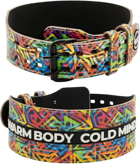 WARM BODY COLD MIND Leather Weight Lifting Belt 4" Adjustable