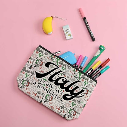 ZHAMEN Italy Travel Essentials Makeup Bag Italian Gifts Italy Decor Makeup Pouch Gifts for Travelers Travel Bag for Toiletries Honeymoon Gifts for Women Friends Coworkers Cosmetic Travel Bag