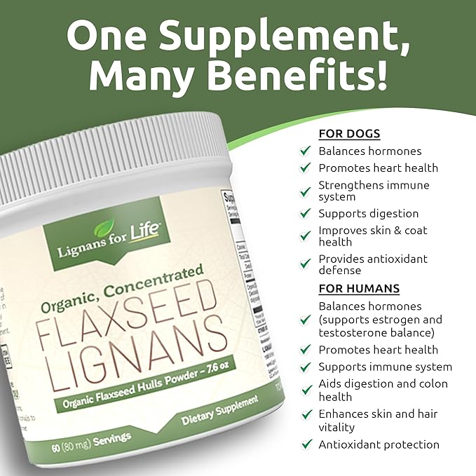Lignans for Life - Natural Bulk Ground Flaxseed Powder - Omega 3 & 6 Fatty Acids Filled High Fiber Antioxidants - Support Healthy Heart & Hair, Healthy Immune System - 60 Servings 80mg per tab, 1 Pack