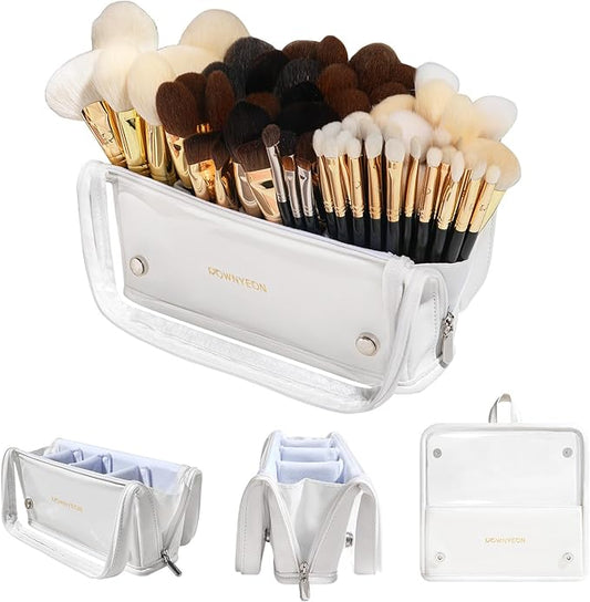 ROWNYEON Clear Makeup Case Toiletry Bag Multipurpose Travel Makeup Train Case Portable Cosmetic Organizer Transparent Storage Bag