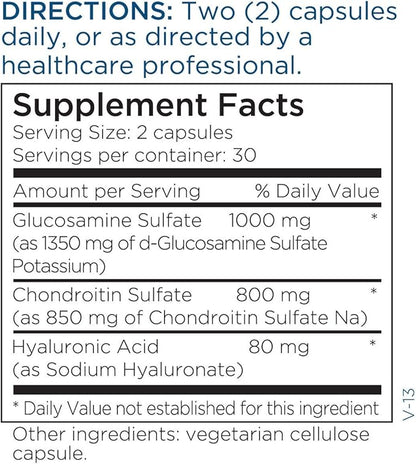 Metabolic Maintenance Glucosamine Chondroitin (1000mg) with Hyaluronic Acid Supplement - Supports Joint Health + Tissue Hydration (60 Capsules)