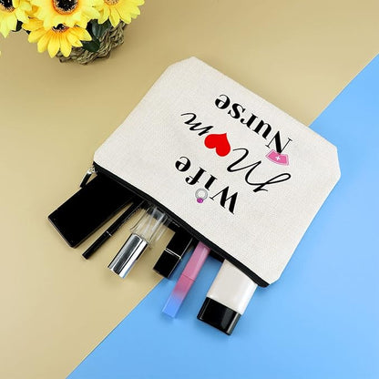 Nurse Gifts for Women Wife Mom Nurse Makeup Bag Nurses Day Gift Cosmetic Bag Thanksgiving Day Christmas Birthday Gift for Nurse Practitioner Mother's Day Gift Toiletry Bag Pouch