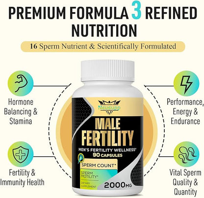 Fertility Supplements for Men, 2000MG Male Fertility Vitamin with Maca Root, Zin& Folate for Conception -360 Capsules