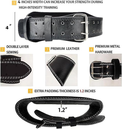 9mm Leather Fitness Weight Lifting Belt for Women&Men 4 Inches