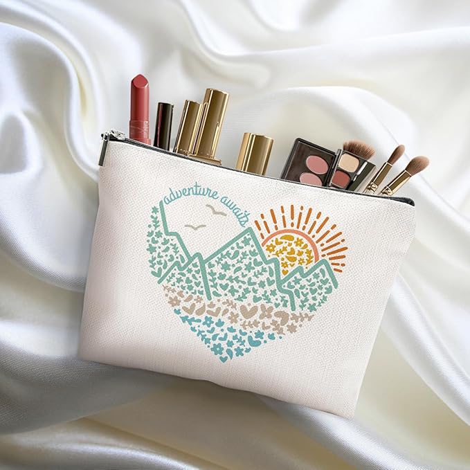 2pcs Camping Gifts for Women Makeup Bag, Travel Essential Cosmetic Bag Camping Essentials Birthday Gifts for Women Female Girls Sister BFF, Outdooor Enthusiasts Toiletry Bags