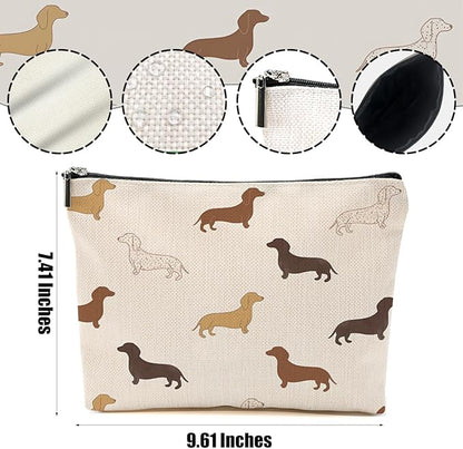 Dachshund Gifts Makeup Bag Sausage Dog Cosmetic Bag Weiner Dog Gifts for Women Girls Friend Dog Lovers Niece Daughter Travel Organizer Zipper Pouch Graduation Birthday Friendship Gifts