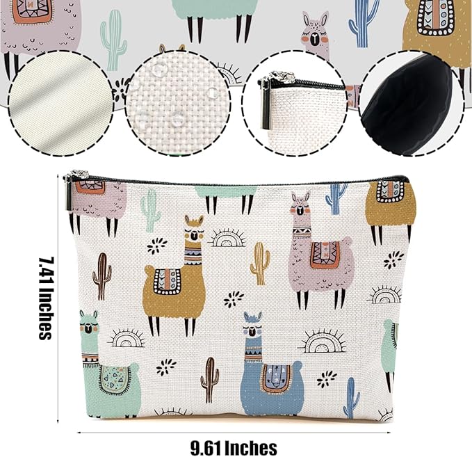 Llama Gifts Makeup Bag Cute Alpaca Cosmetic Bag Alpaca Llama Themed Gifts for Women Girls Friend Daughter Animal Lover Gifts Travel Organizer Zipper Pouch Graduation Birthday Friendship Gifts
