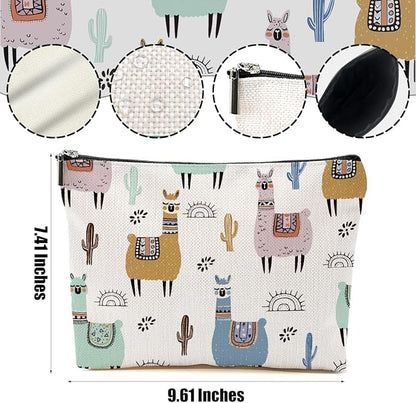 Llama Gifts Makeup Bag Cute Alpaca Cosmetic Bag Alpaca Llama Themed Gifts for Women Girls Friend Daughter Animal Lover Gifts Travel Organizer Zipper Pouch Graduation Birthday Friendship Gifts