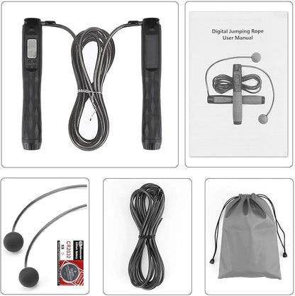 Zoë's Corner: Cordless Weighted Digital Counter Jump Rope for Crossfit Cardio WOD, Exercise, Boxing, Martial Arts, MMA Training, Gym Fitness. Illuminated LED, Rotation-Calorie Counter.
