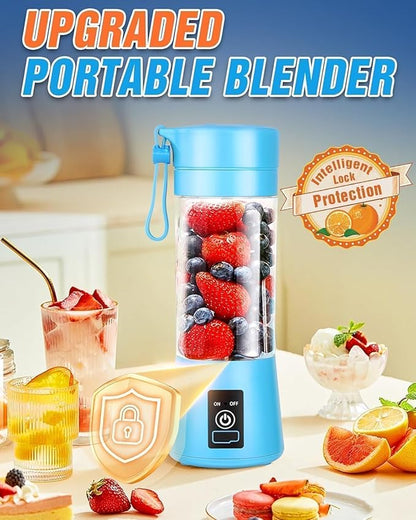 Portable Blender USB Rechargeable, Mini Blender for Shakes and Smoothies, Strong Cutting Power with 6 Blades, 380Ml Traveling Fruit Veggie Juicer Cup for Home, Sport, Office, Camping