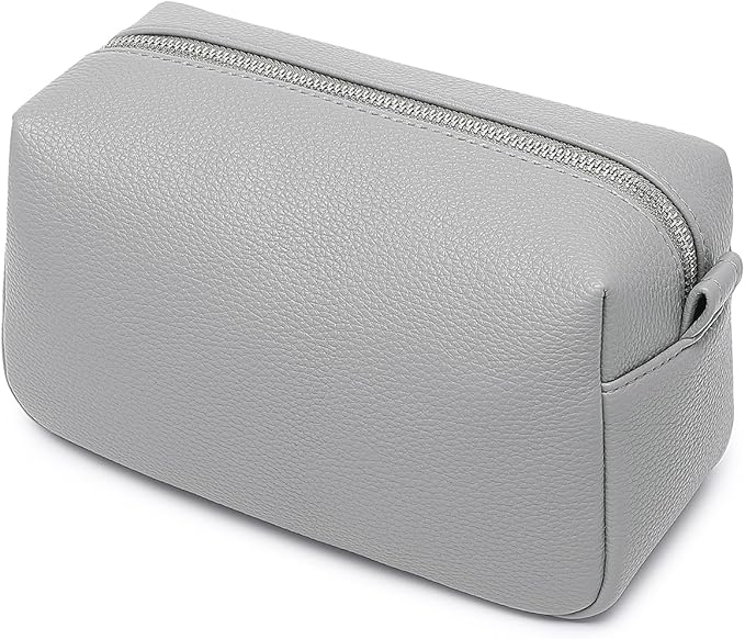 PU leather Organizer Bag Lightweight Cosmetic Bag with Ring Clasp Perfect Travel Makeup Bag for Women (Shark Gray/PU)