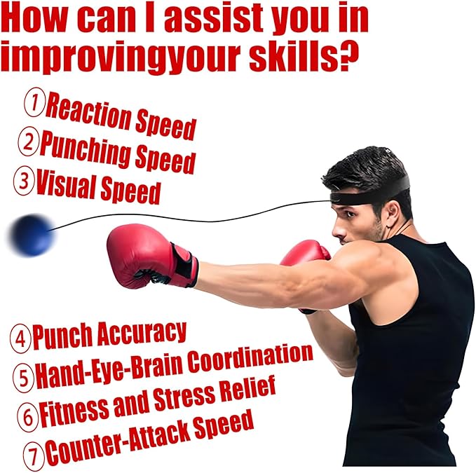 Boxing Reflex Ball Set - 2 Sizes PU Foam Speed Ball with Adjustable Headband, Anti-Rust S-Clips & Extra Strings | Hand Pain-Free Training for Reflex, Agility, Stress Relief (Yellow & Blue)