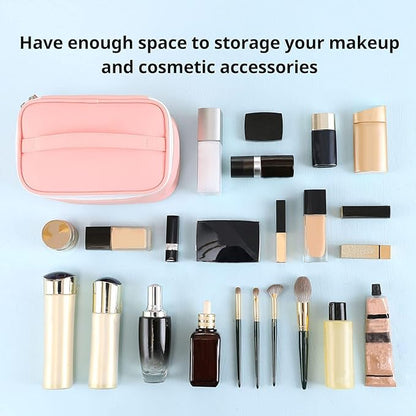 KITENROM Portable Makeup Bag Cosmetic Bags for Women Medium Pouch Case Purse Make Up Organization Waterproof (Pink)