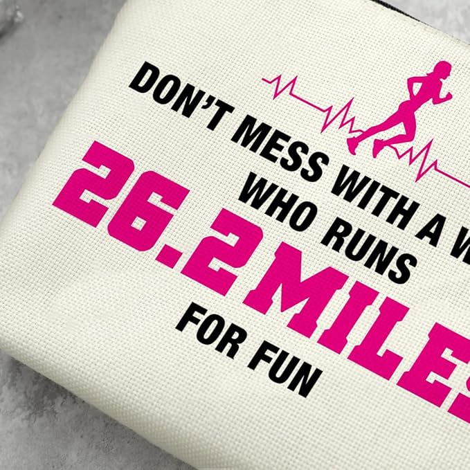 Decohim Inspirational Makeup Bag Cosmetic Bag Travel Pouch Marathon Runner Gifts for Women Birthday Christmas Graduation Gifts for Running Lover Runner Friend Bestie Don't Mess With A Woman
